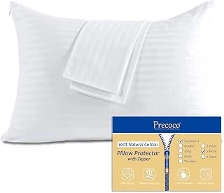 Precoco Cotton Sateen Pillow Protectors, Striped Standard, 2-Pack