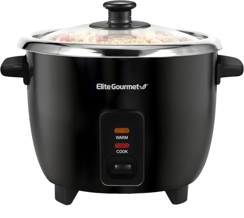 Elite Gourmet 6-Cup Rice Cooker, Stainless Steel Pot