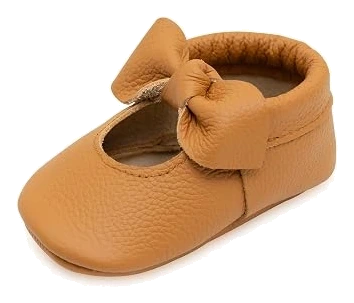 BirdRock Baby Ginger Knot Leather Moccasins — Size 8