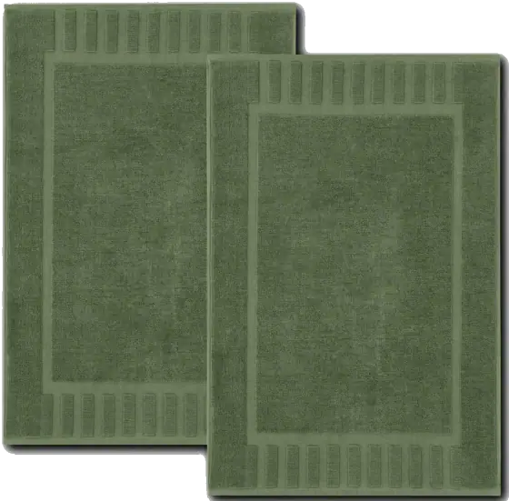 White Classic Cotton Bath Mat Floor Towels — Forest Green