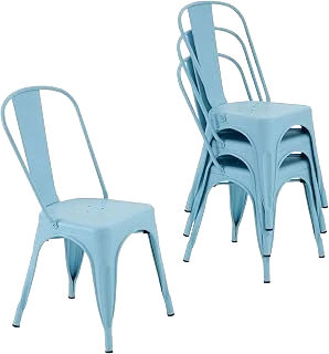 Nazhura Tolix-Style Metal Dining Chairs — Blue