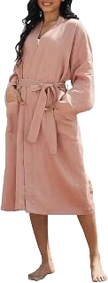 Amazhiyu Women's Linen Mid-Length Kimono Robe