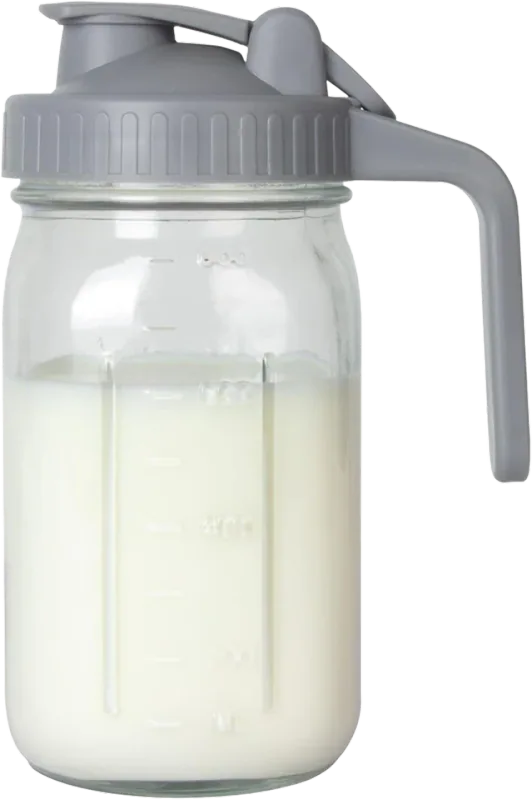 Glass Breast Milk Pitcher with Silicone-Sealed Lid (32oz)