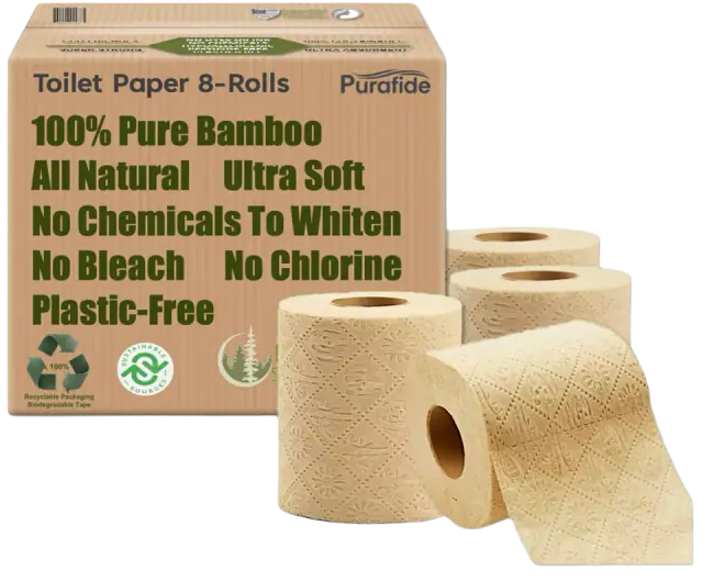 100% Bamboo Unbleached Toilet Paper, 3-Ply