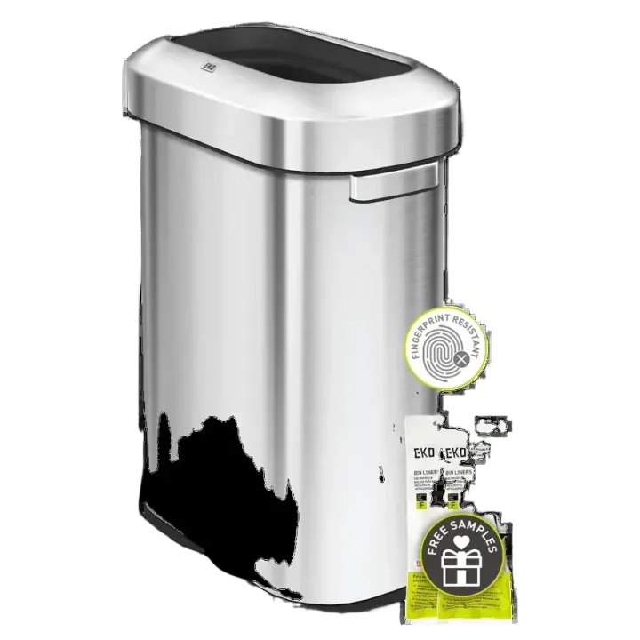 EKO Urban 16-Gallon Slim Stainless Steel Open-Top Trash Can