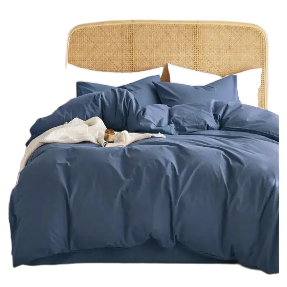 Wake In Cloud Cotton Duvet Set, Dark Blue Queen