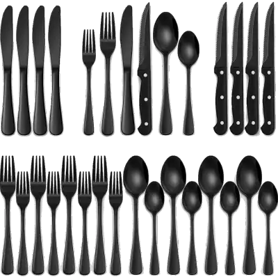 EWFEN 24-Piece Stainless Steel Flatware Set with Steak Knives