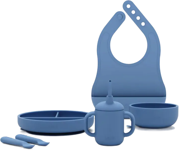 Lalo First Bites Silicone Feeding Set — Blueberry