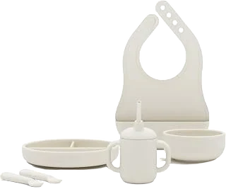 Lalo First Bites Silicone Feeding Set — Oatmeal