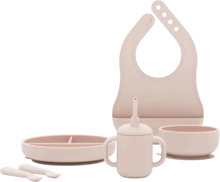 Lalo First Bites Silicone Feeding Set — Grapefruit