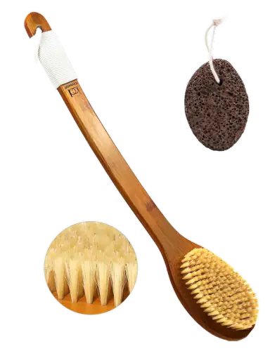 ICANdOIT Natural Boar Bristle Bath Brush, Long Bamboo Grip