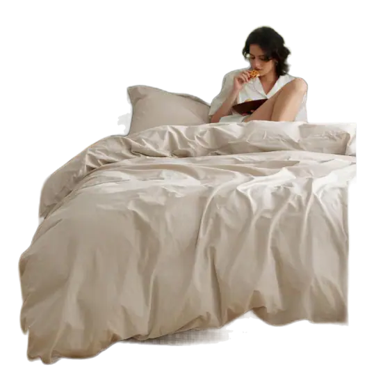Bedsure PureWoven Washed Cotton Duvet Set, Oatmeal Queen