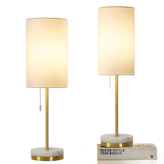 Marble-Base Table Lamp Set — Gold