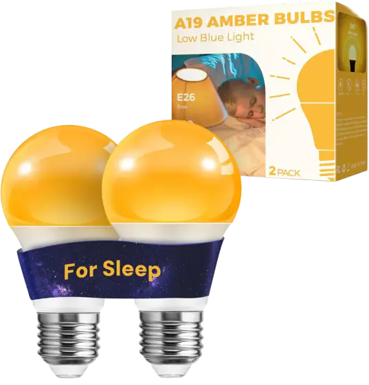 LOHAS Amber A19 Sleep Bulbs, Blue Light Blocking, 9W