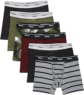 Hanes Originals Cotton-Stretch Boxer Briefs — 6-Pack, S