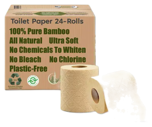 Purafide 100% Bamboo Toilet Paper, 3-Ply, Unbleached