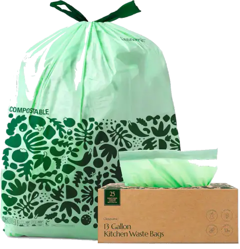 Cleanomic 13-Gallon Compostable Drawstring Waste Bags
