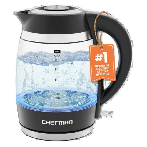 Chefman Stainless Steel & Glass Electric Kettle, 1.8L