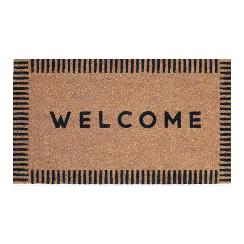 Folkulture Welcome Coir Doormat — Black and White, 16 × 28 in