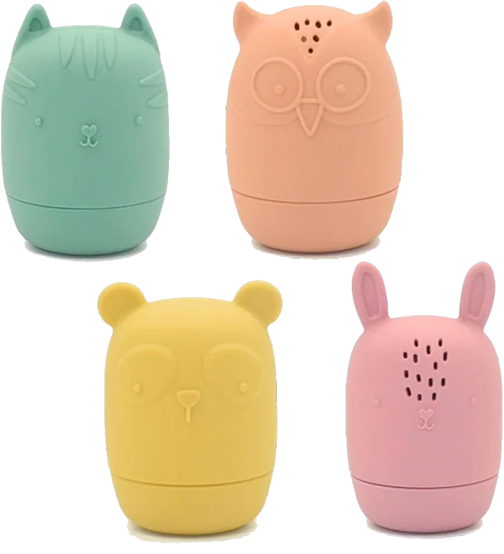 PandaEar Openable Silicone Animal Bath Toys, 4 Pieces