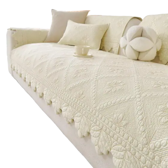 vctops Quilted Cotton Armrest or Backrest Cover, Cream, 28 x 28 in