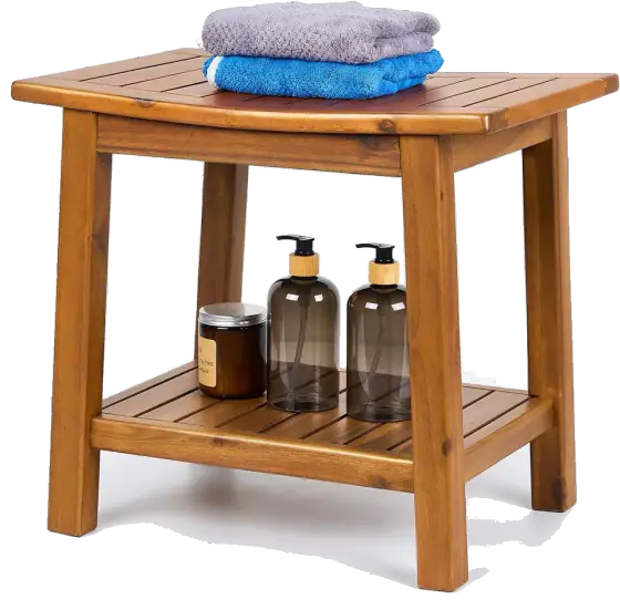 Upolana Teak Shower Bench with Shelf, 20 in