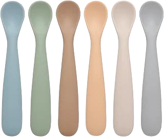 Eascrozn First-Stage Silicone Baby Feeding Spoons, 6-Pack