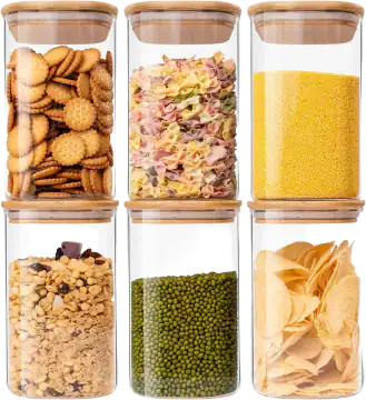 Glass Food Storage Jars 37 oz Set of 6
