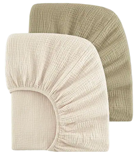 Bearmoss Cotton Muslin Fitted Crib Sheets