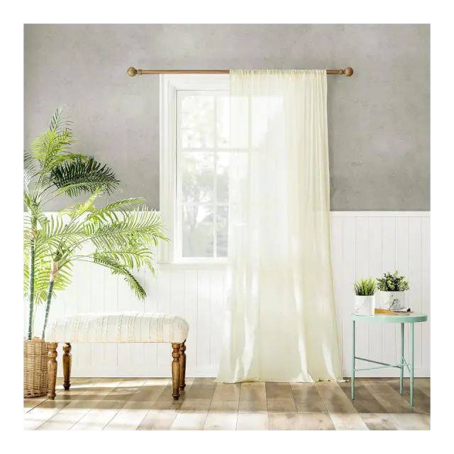 Archaeo 100% Cotton Sheer Curtain, 50 x 84 in, Cream