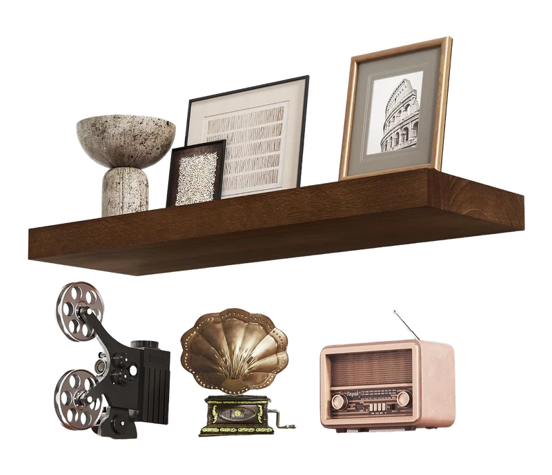 Axeman Solid Paulownia Wood Floating Wall Shelves