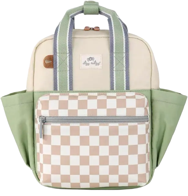 Itzy Ritzy Cotton-Canvas Toddler Backpack — Checkerboard
