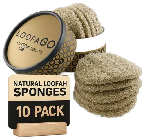 LoofaGO Loofah Dish Scrubbers, 10-Pack