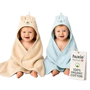 Huxie Hooded Baby Bath Towels, 100% Organic Cotton