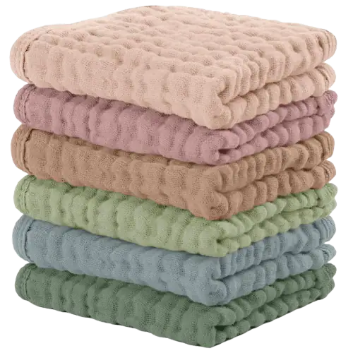 Comfy Cubs Muslin Baby Washcloths, 100% Cotton (6-Pack)