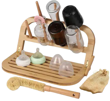 Bamboo Baby Bottle Drying Rack