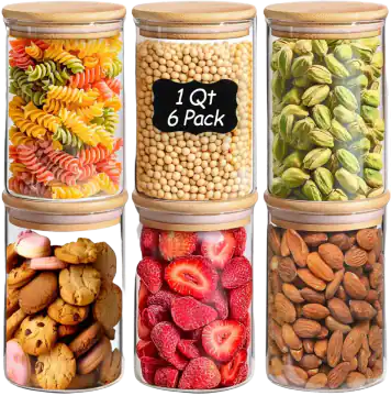 ComSaf Glass Storage Containers with Bamboo Lids
