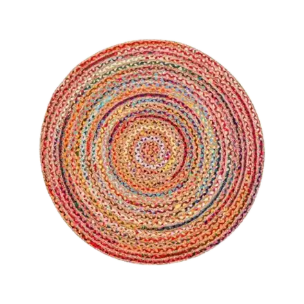 Hausattire Braided Jute and Cotton Round Rug