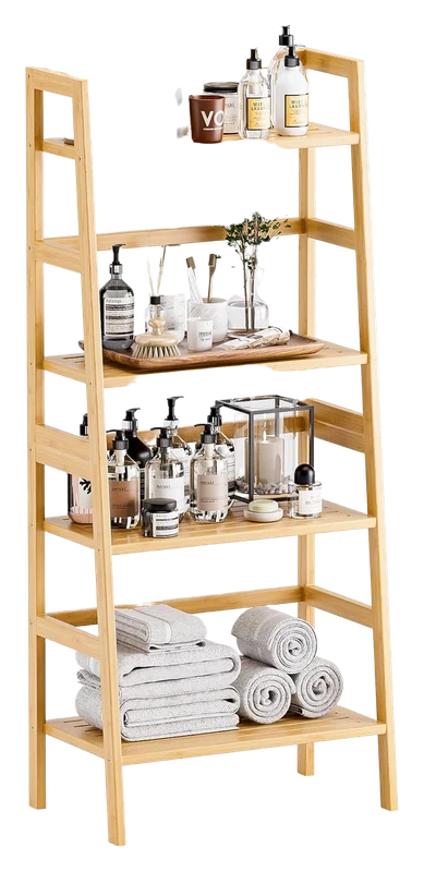 HITNET Bamboo Leaning Ladder Bookcase