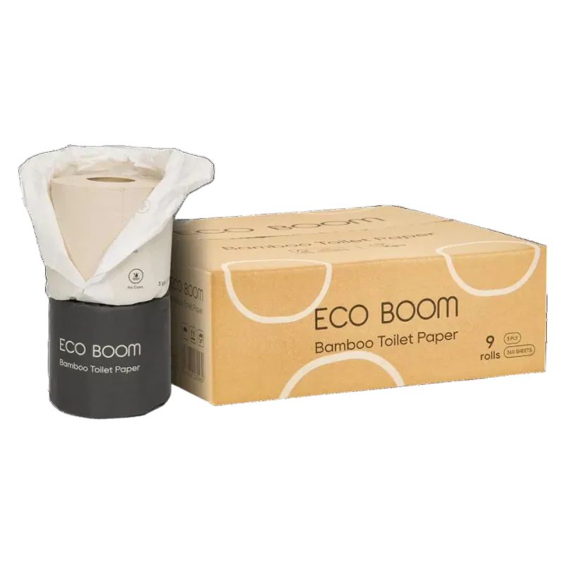 ECO BOOM Unbleached Bamboo Toilet Paper, 100% Tree-Free