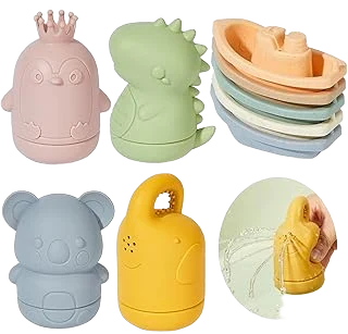 AMCHSURI 9-Piece Silicone Baby Bath Toy Set