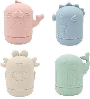 Ginbear Silicone Baby Bath Toys Set 6 M+ Pack of 4 (Marine)