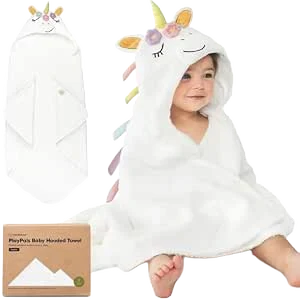 KeaBabies Organic Baby Hooded Towel, Cotton Terry