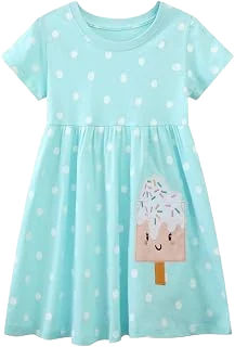 Funnymore Cotton Appliqué Dress — Ice Cream, 3T
