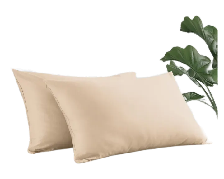 Zaizaihome Cotton Sateen Pillow Protectors, Beige Queen, 2-Pack
