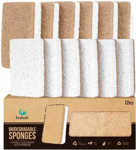 Isshah Cellulose, Sisal and Coconut Dish Sponges, 12-Pack