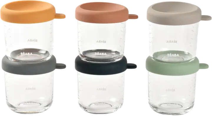 BEABA Glass Baby Food Jars with Silicone Lids