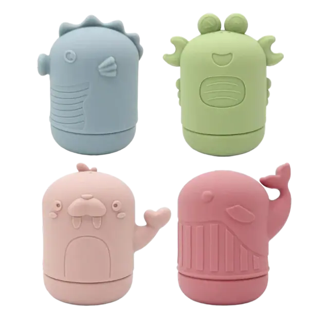PandaEar Mix-and-Match Silicone Bath Toys, 4 Pieces