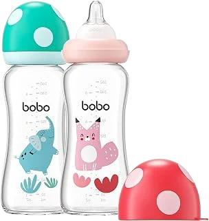 YOHKOH 8.8-oz Glass Baby Bottles with Level 2 Nipple