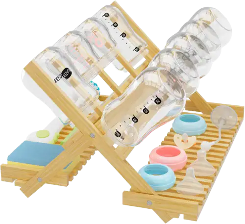 DSVENROLY Bamboo Baby Bottle Drying Rack